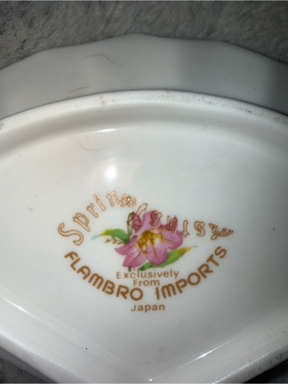 Vintage Spring Misty Japan Fan Porcelain Floral Trinket Dish - Picture 2 of 3